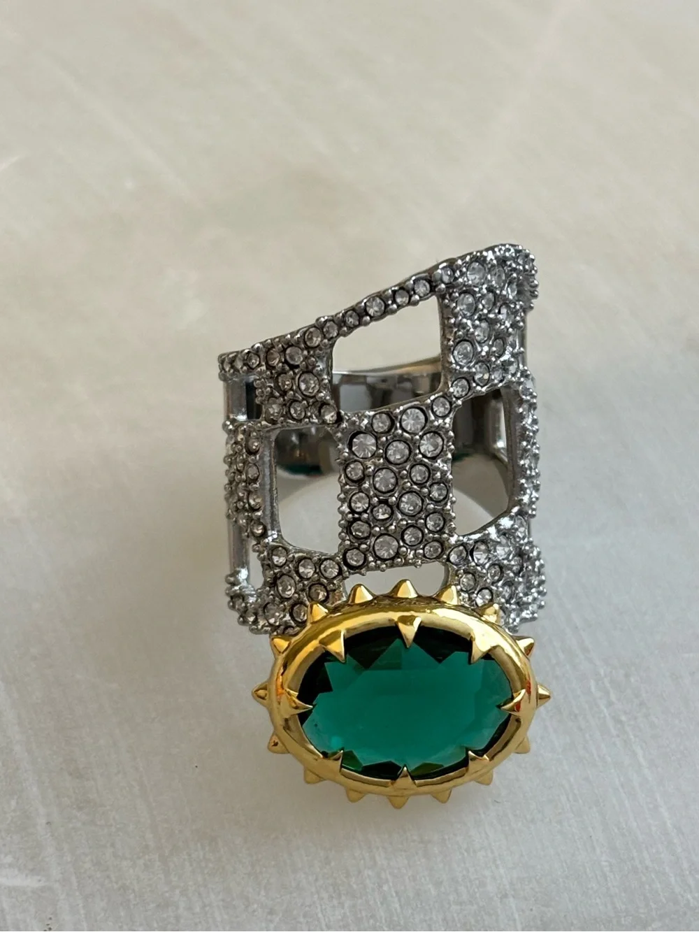 ALEXIS BITTAR • Modern Georgian Green Crystal Checkerboard Ring